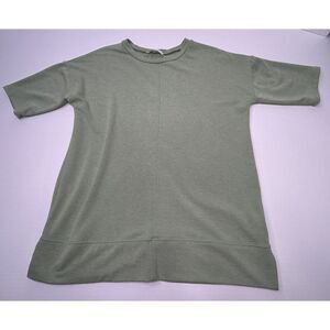 NIC & LULU Pullover Short Sleeve Shirt Women's Large Sage Green Side Slits